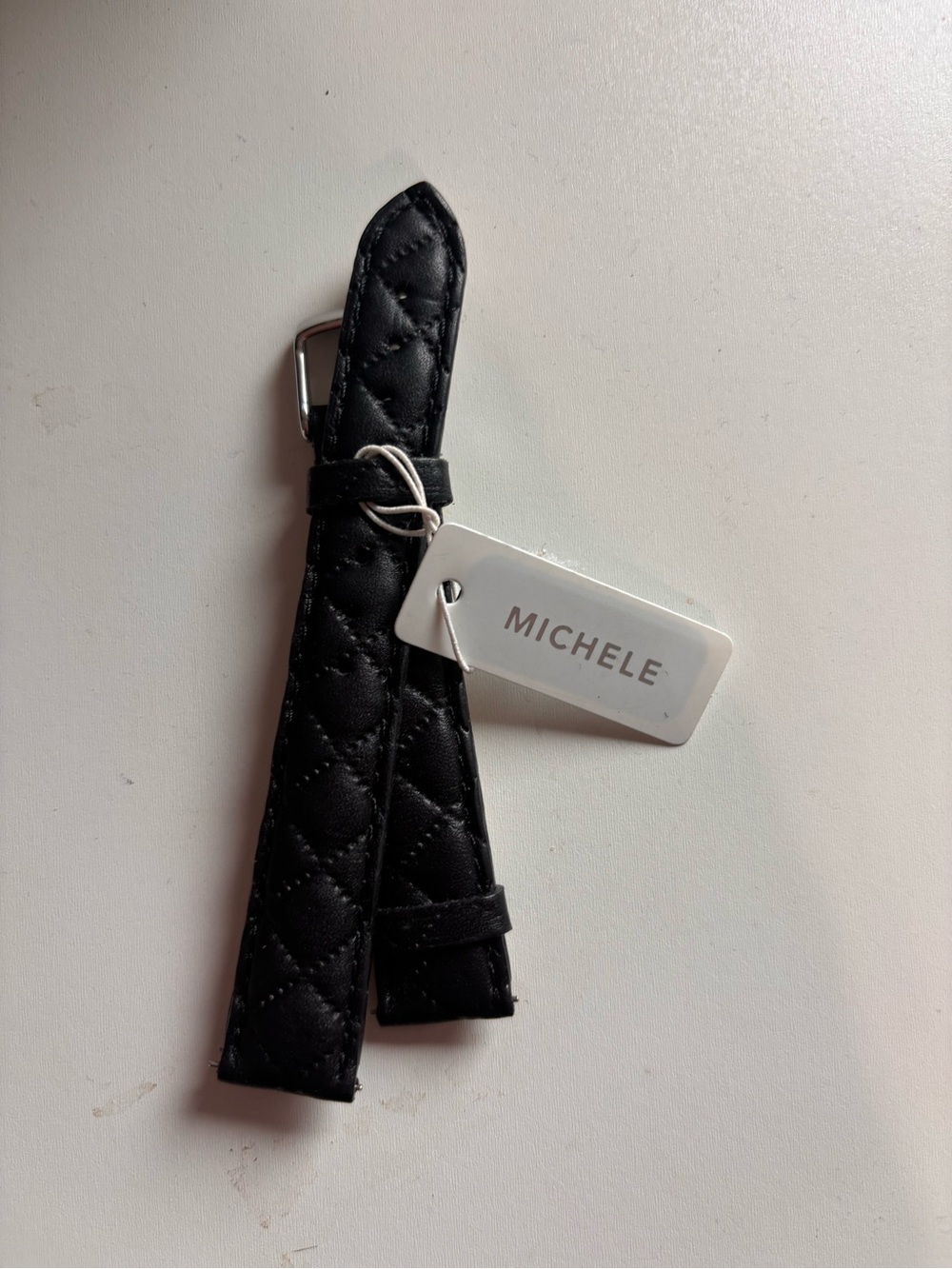 MICHELE NWT Black Quilted Leather Watch Strap 16 inch